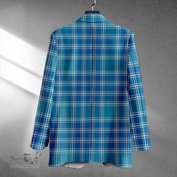 ScotsTee Shop MacDonald Lord of the Isles Hunting Blue (Donald Lord of the Isles Hunting Blue) Ancient Clan Crest Casual Tartan Flat Lapel Collar Blazer Tartan Blazer Cotton
