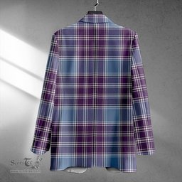 ScotsTee Shop MacDonald Lord of the Isles Hunting Blue (Donald Lord of the Isles Hunting Blue) Weathered Clan Crest Casual Tartan Flat Lapel Collar Blazer Tartan Blazer Cotton