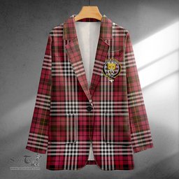 ScotsTee Shop Little of Morton Rigg Weathered Clan Crest Casual Tartan Flat Lapel Collar Blazer Tartan Blazer Cotton