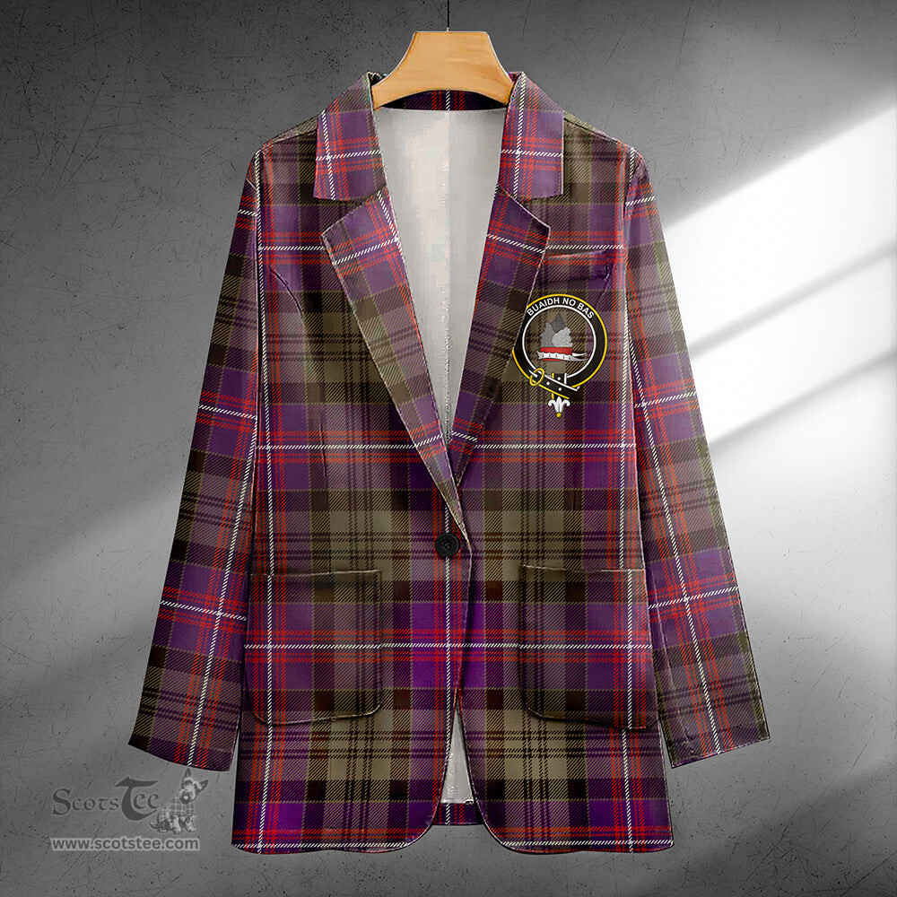 ScotsTee Shop MacNeil of Colonsay (MacNeil of Barra of Colonsay) (Highland Society of London) Weathered Clan Crest Casual Tartan Flat Lapel Collar Blazer Tartan Blazer Cotton