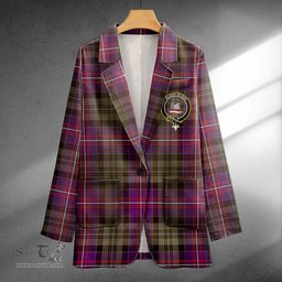 ScotsTee Shop MacNeil of Colonsay (MacNeil of Barra of Colonsay) (Highland Society of London) Weathered Clan Crest Casual Tartan Flat Lapel Collar Blazer Tartan Blazer Cotton