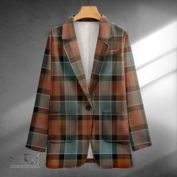 ScotsTee Shop Paterson Weathered Clan Crest Casual Tartan Flat Lapel Collar Blazer Tartan Blazer Cotton