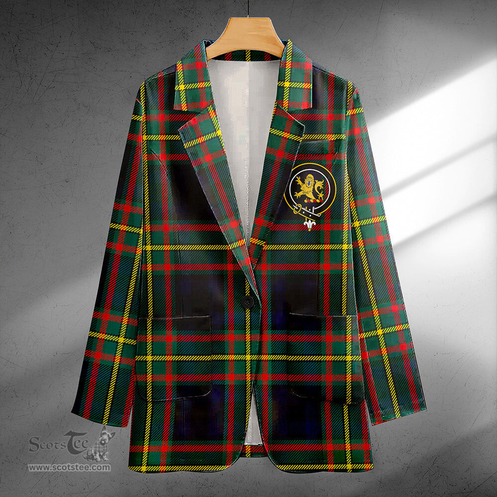 ScotsTee Shop MacLeish Modern Clan Crest Casual Tartan Flat Lapel Collar Blazer Tartan Blazer Cotton