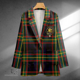 ScotsTee Shop MacLeish Modern Clan Crest Casual Tartan Flat Lapel Collar Blazer Tartan Blazer Cotton