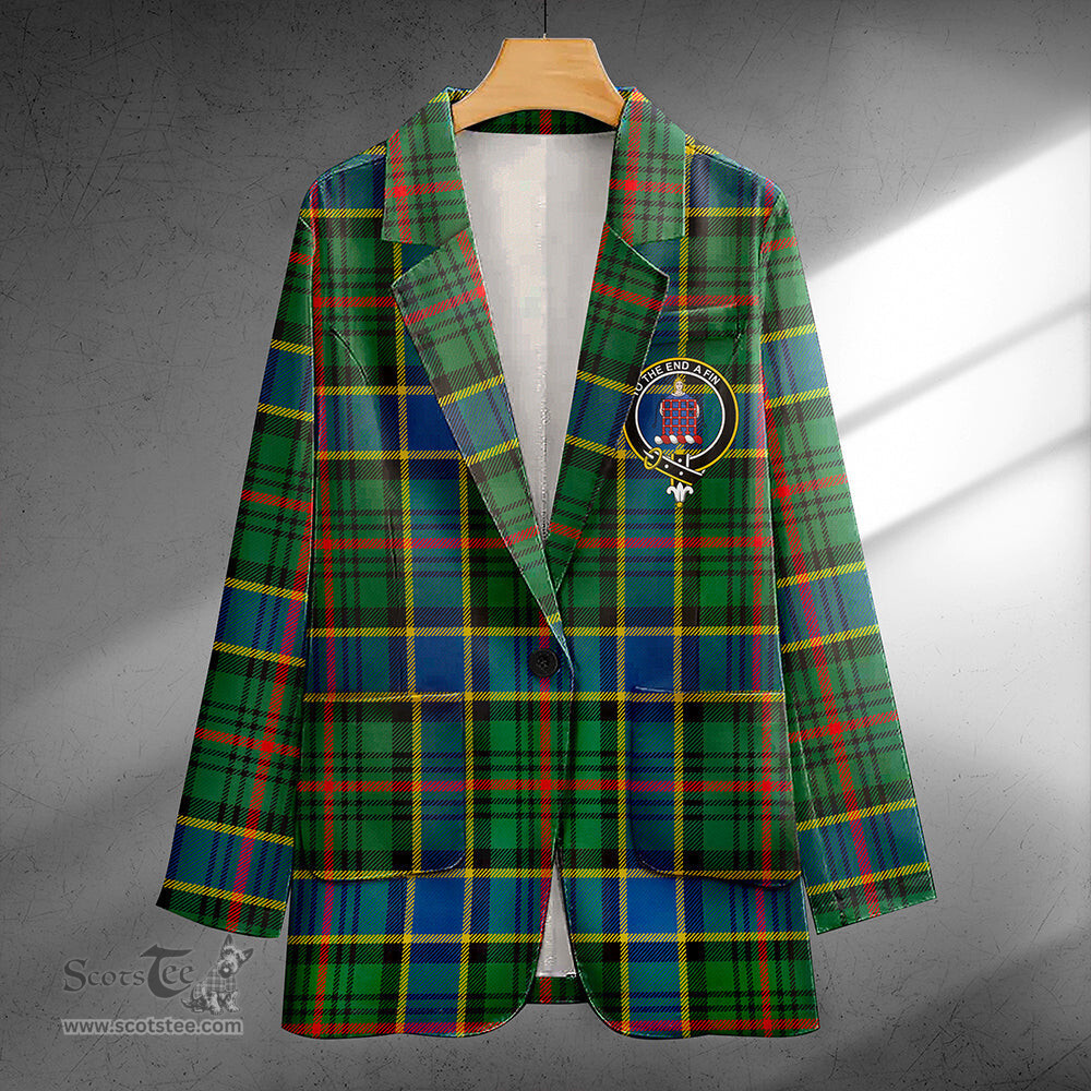 ScotsTee Shop Ogilvie of Inverarity (Wilson) Modern Clan Crest Casual Tartan Flat Lapel Collar Blazer Tartan Blazer Cotton