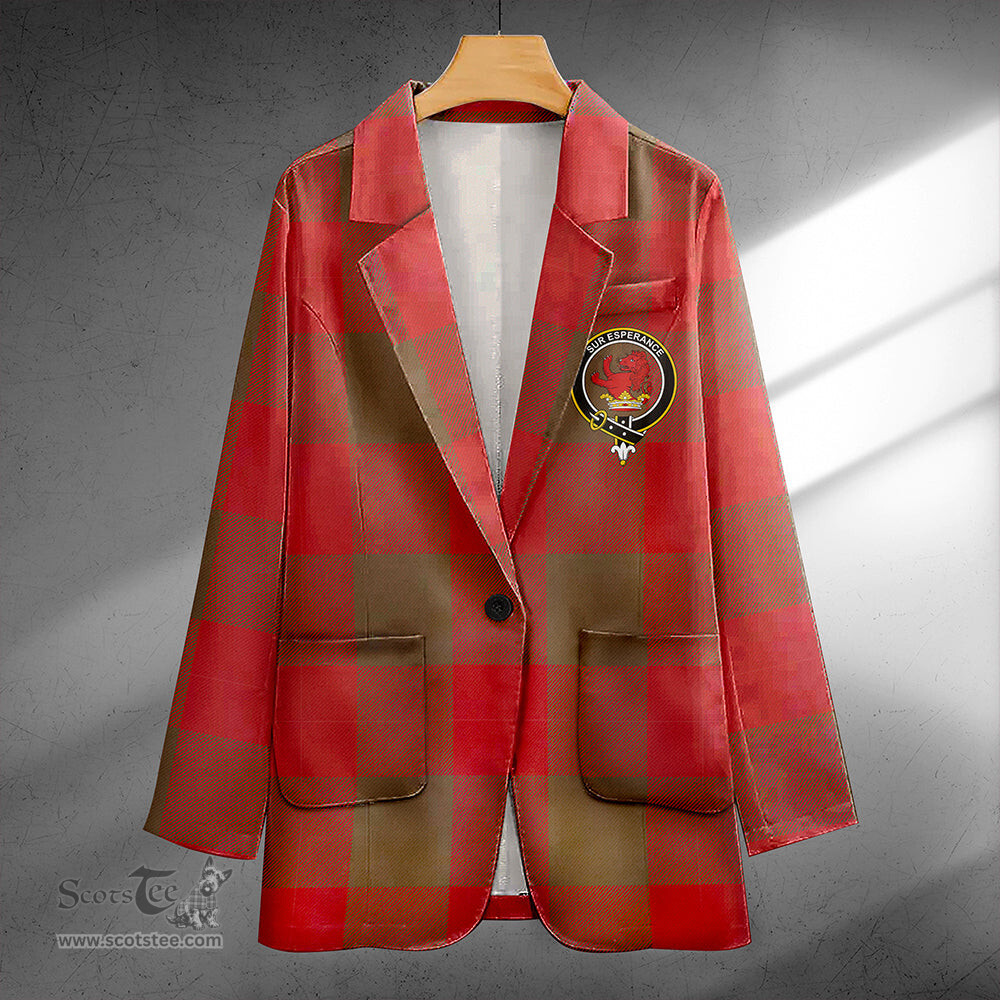 ScotsTee Shop Moncrieffe Weathered Clan Crest Casual Tartan Flat Lapel Collar Blazer Tartan Blazer Cotton