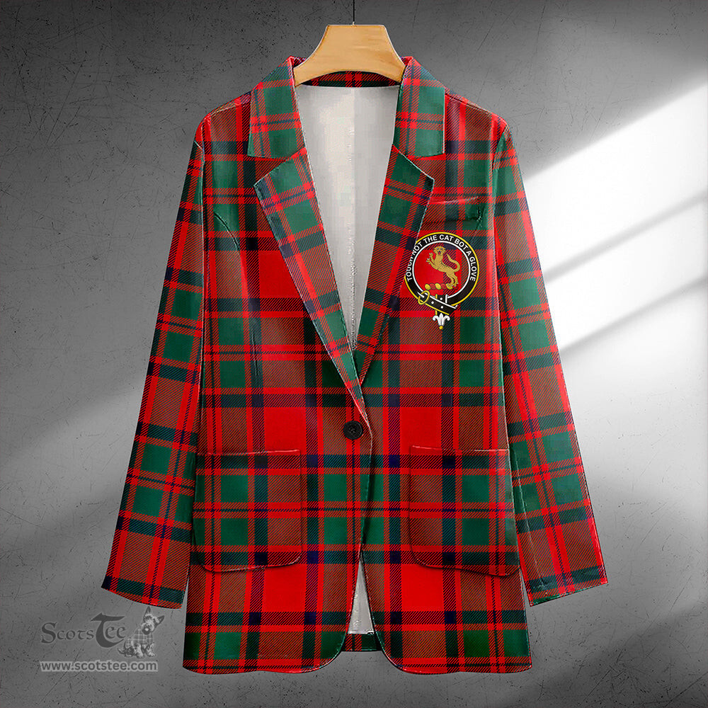 ScotsTee Shop MacKintosh Modern Clan Crest Casual Tartan Flat Lapel Collar Blazer Tartan Blazer Cotton