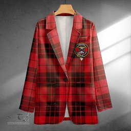 ScotsTee Shop MacLeod of Raasay Weathered Clan Crest Casual Tartan Flat Lapel Collar Blazer Tartan Blazer Cotton