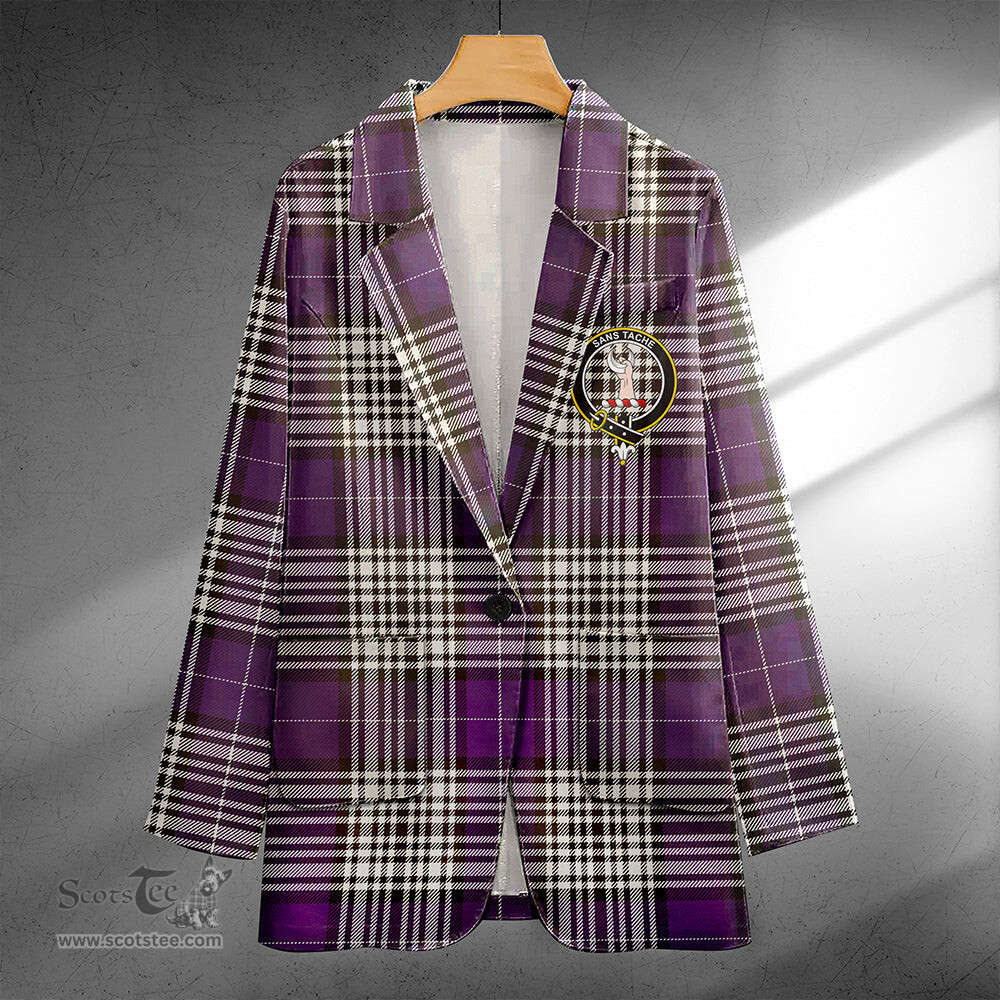 ScotsTee Shop Napier Weathered Clan Crest Casual Tartan Flat Lapel Collar Blazer Tartan Blazer Cotton