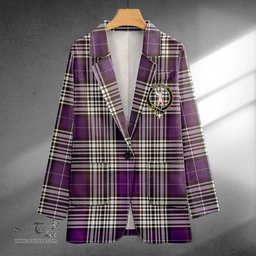 ScotsTee Shop Napier Weathered Clan Crest Casual Tartan Flat Lapel Collar Blazer Tartan Blazer Cotton
