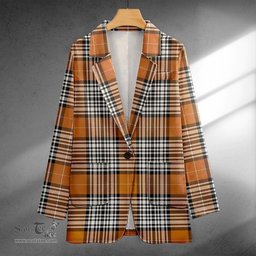 ScotsTee Shop Napier Rose Modern Clan Crest Casual Tartan Flat Lapel Collar Blazer Tartan Blazer Cotton