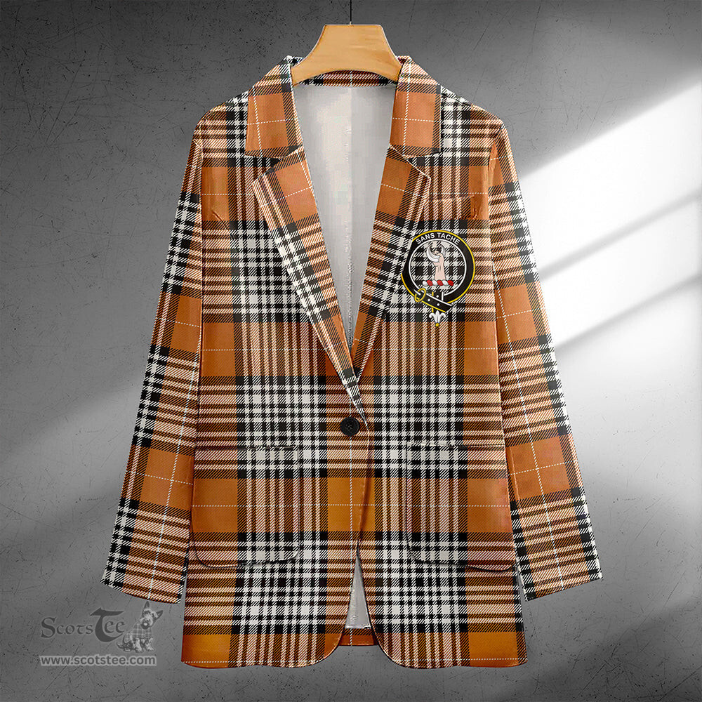 ScotsTee Shop Napier Rose Modern Clan Crest Casual Tartan Flat Lapel Collar Blazer Tartan Blazer Cotton