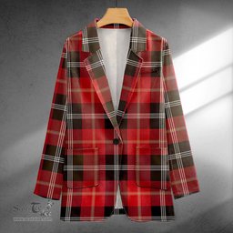 ScotsTee Shop Marjoribanks Weathered Clan Crest Casual Tartan Flat Lapel Collar Blazer Tartan Blazer Cotton