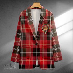 ScotsTee Shop Marjoribanks Weathered Clan Crest Casual Tartan Flat Lapel Collar Blazer Tartan Blazer Cotton