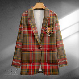 ScotsTee Shop MacWhirter Weathered Clan Crest Casual Tartan Flat Lapel Collar Blazer Tartan Blazer Cotton