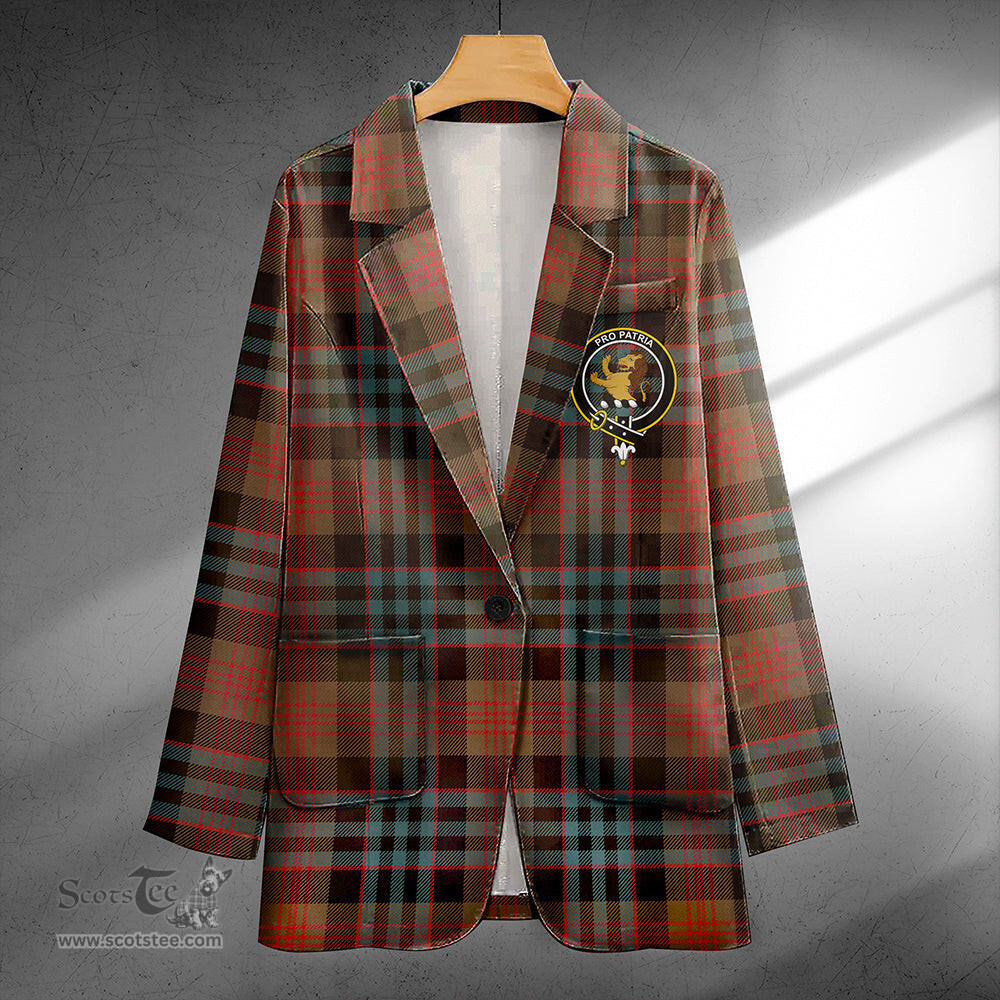 ScotsTee Shop Newlands (Walker Newlands) Weathered Clan Crest Casual Tartan Flat Lapel Collar Blazer Tartan Blazer Cotton