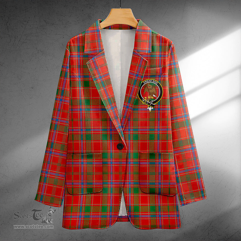 ScotsTee Shop Munro Ancient Clan Crest Casual Tartan Flat Lapel Collar Blazer Tartan Blazer Cotton