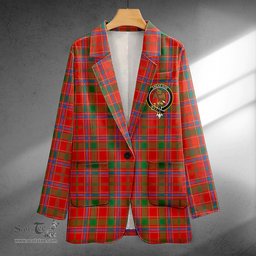 ScotsTee Shop Munro Ancient Clan Crest Casual Tartan Flat Lapel Collar Blazer Tartan Blazer Cotton