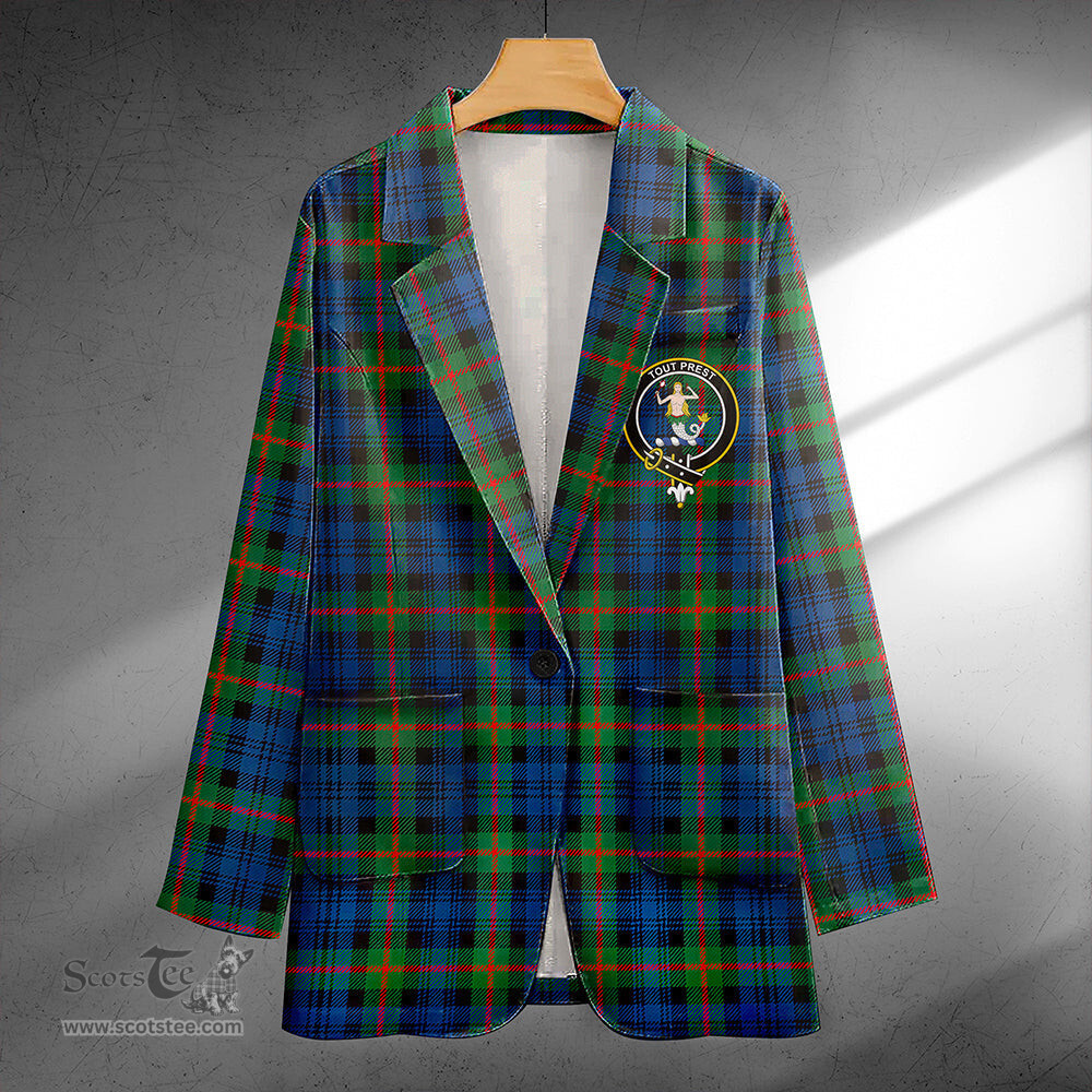 ScotsTee Shop Murray Modern Clan Crest Casual Tartan Flat Lapel Collar Blazer Tartan Blazer Cotton
