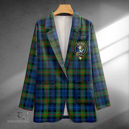 ScotsTee Shop Murray Modern Clan Crest Casual Tartan Flat Lapel Collar Blazer Tartan Blazer Cotton