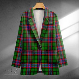 ScotsTee Shop McGeachie Clan Crest Casual Tartan Flat Lapel Collar Blazer Tartan Blazer Cotton