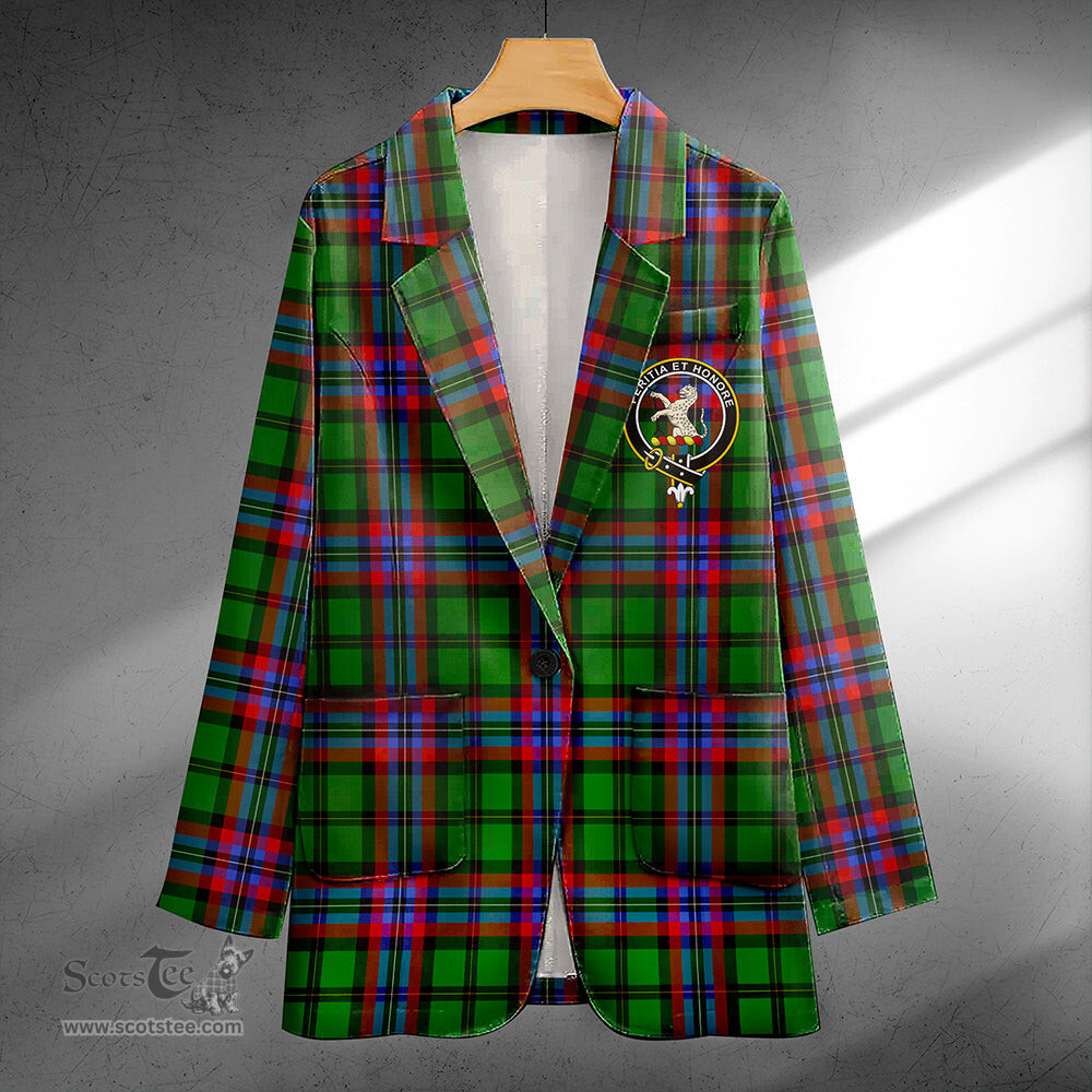ScotsTee Shop McGeachie Clan Crest Casual Tartan Flat Lapel Collar Blazer Tartan Blazer Cotton