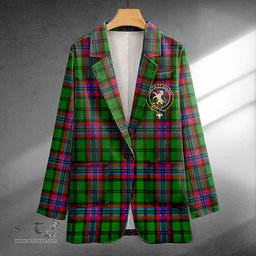 ScotsTee Shop McGeachie Clan Crest Casual Tartan Flat Lapel Collar Blazer Tartan Blazer Cotton