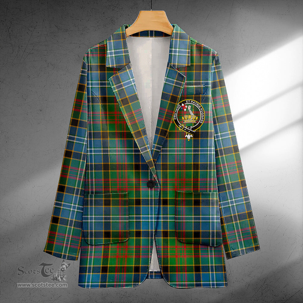 ScotsTee Shop Paisley Drennan (Drennan Drennan) Ancient Clan Crest Casual Tartan Flat Lapel Collar Blazer Tartan Blazer Cotton