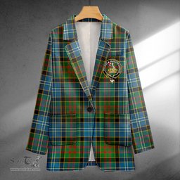 ScotsTee Shop Paisley Drennan (Drennan Drennan) Ancient Clan Crest Casual Tartan Flat Lapel Collar Blazer Tartan Blazer Cotton