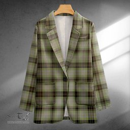 ScotsTee Shop MacIver Weathered Clan Crest Casual Tartan Flat Lapel Collar Blazer Tartan Blazer Cotton