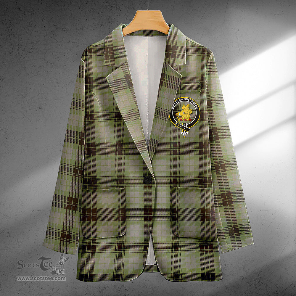 ScotsTee Shop MacIver Weathered Clan Crest Casual Tartan Flat Lapel Collar Blazer Tartan Blazer Cotton