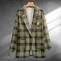 ScotsTee Shop MacIver Weathered Clan Crest Casual Tartan Flat Lapel Collar Blazer Tartan Blazer Cotton