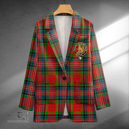 ScotsTee Shop MacPherson Ancient Clan Crest Casual Tartan Flat Lapel Collar Blazer Tartan Blazer Cotton