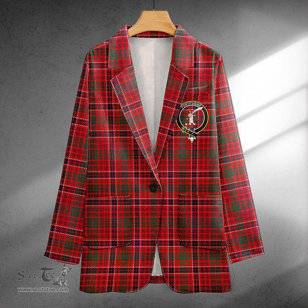 ScotsTee Shop MacRae Modern Clan Crest Casual Tartan Flat Lapel Collar Blazer Tartan Blazer Cotton