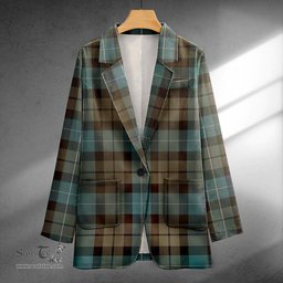 ScotsTee Shop MacKirdy Weathered Clan Crest Casual Tartan Flat Lapel Collar Blazer Tartan Blazer Cotton