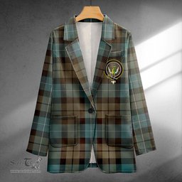 ScotsTee Shop MacKirdy Weathered Clan Crest Casual Tartan Flat Lapel Collar Blazer Tartan Blazer Cotton