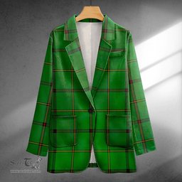 ScotsTee Shop Marr Ancient Clan Crest Casual Tartan Flat Lapel Collar Blazer Tartan Blazer Cotton
