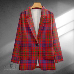 ScotsTee Shop MacLeod of Tullibardine (Red MacLeod) Modern Clan Crest Casual Tartan Flat Lapel Collar Blazer Tartan Blazer Cotton