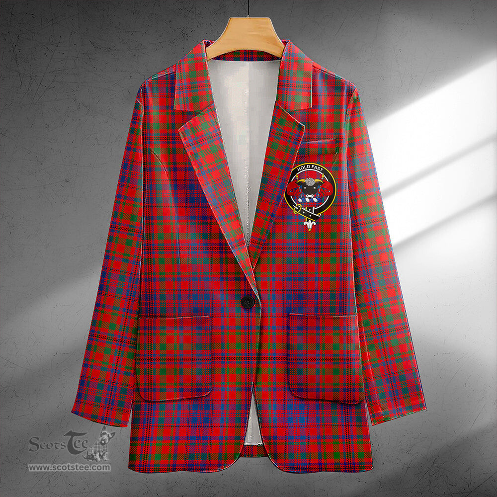 ScotsTee Shop MacLeod of Tullibardine (Red MacLeod) Modern Clan Crest Casual Tartan Flat Lapel Collar Blazer Tartan Blazer Cotton