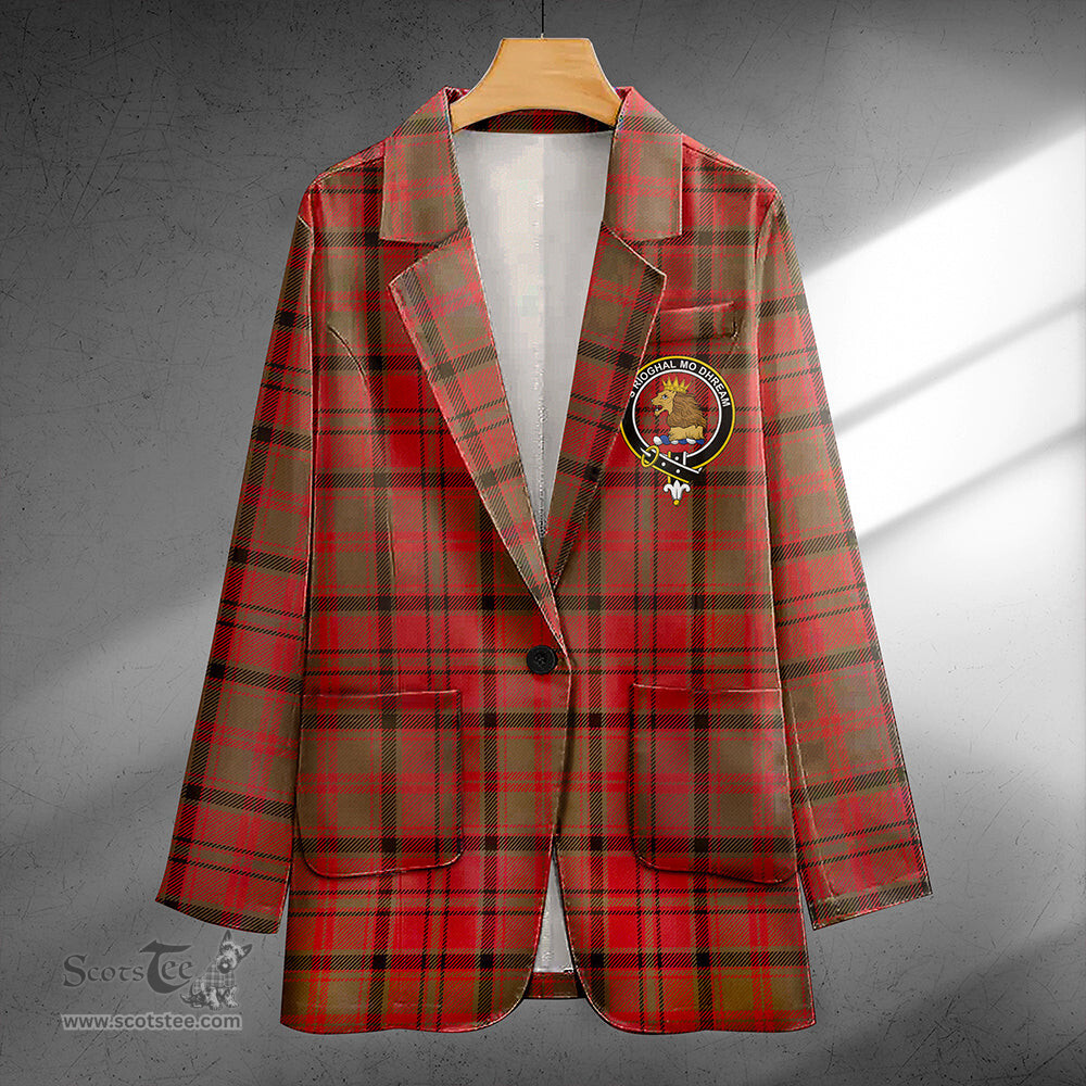 ScotsTee Shop MacNeish Weathered Clan Crest Casual Tartan Flat Lapel Collar Blazer Tartan Blazer Cotton