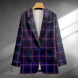 ScotsTee Shop MacIver of Strome Modern Clan Crest Casual Tartan Flat Lapel Collar Blazer Tartan Blazer Cotton