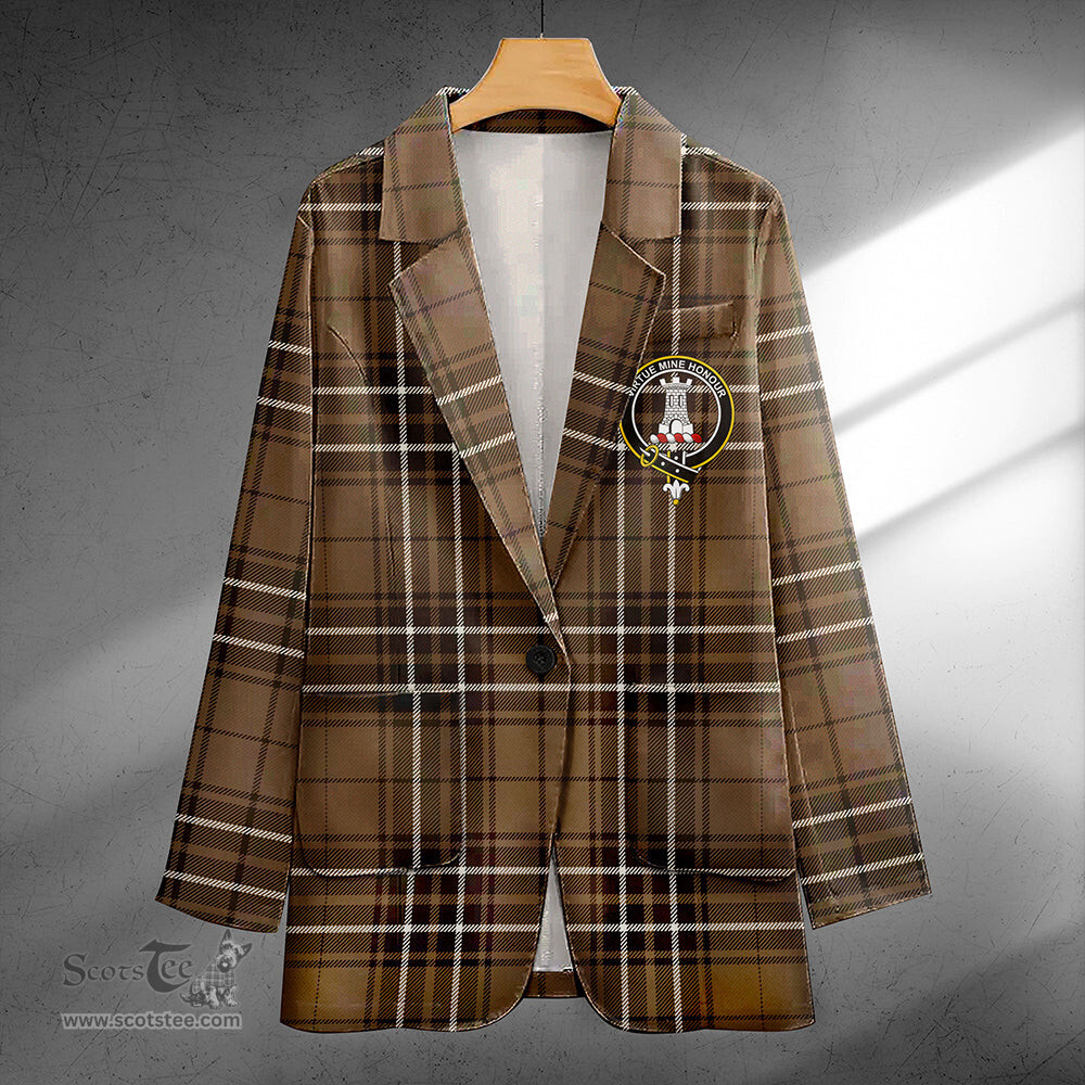 ScotsTee Shop MacLean of Duart Hunting (Vestiarium Scoticum) Weathered Clan Crest Casual Tartan Flat Lapel Collar Blazer Tartan Blazer Cotton