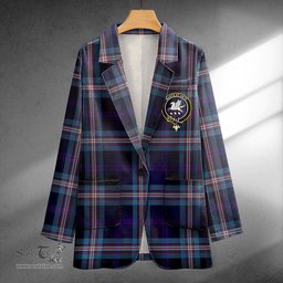 ScotsTee Shop Nevoy Clan Crest Casual Tartan Flat Lapel Collar Blazer Tartan Blazer Cotton