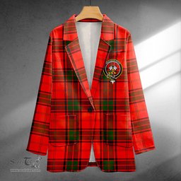 ScotsTee Shop Maxtone Clan Crest Casual Tartan Flat Lapel Collar Blazer Tartan Blazer Cotton