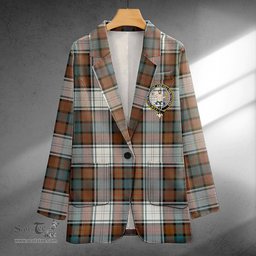 ScotsTee Shop Murray of Atholl Dress (Murray Dress) Weathered Clan Crest Casual Tartan Flat Lapel Collar Blazer Tartan Blazer Cotton