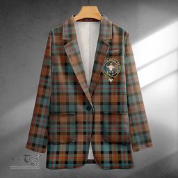 ScotsTee Shop Murray of Atholl variation (Murray of Atholl; variation) Weathered Clan Crest Casual Tartan Flat Lapel Collar Blazer Tartan Blazer Cotton