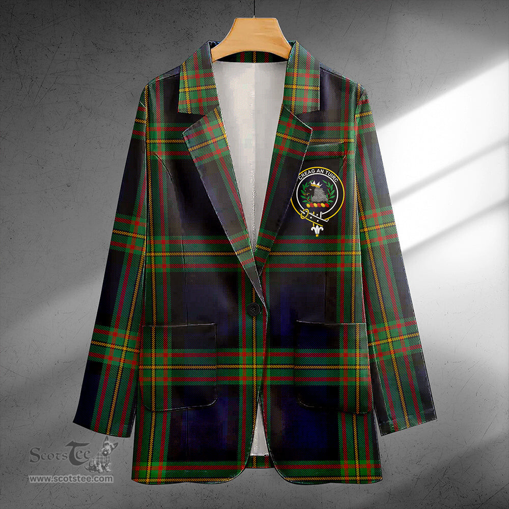 ScotsTee Shop MacLaren of Broich Modern Clan Crest Casual Tartan Flat Lapel Collar Blazer Tartan Blazer Cotton