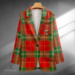 ScotsTee Shop Maver Ancient Clan Crest Casual Tartan Flat Lapel Collar Blazer Tartan Blazer Cotton
