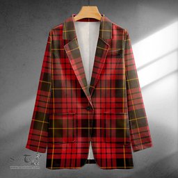 ScotsTee Shop MacQueen Weathered Clan Crest Casual Tartan Flat Lapel Collar Blazer Tartan Blazer Cotton