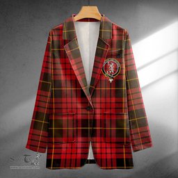 ScotsTee Shop MacQueen Weathered Clan Crest Casual Tartan Flat Lapel Collar Blazer Tartan Blazer Cotton